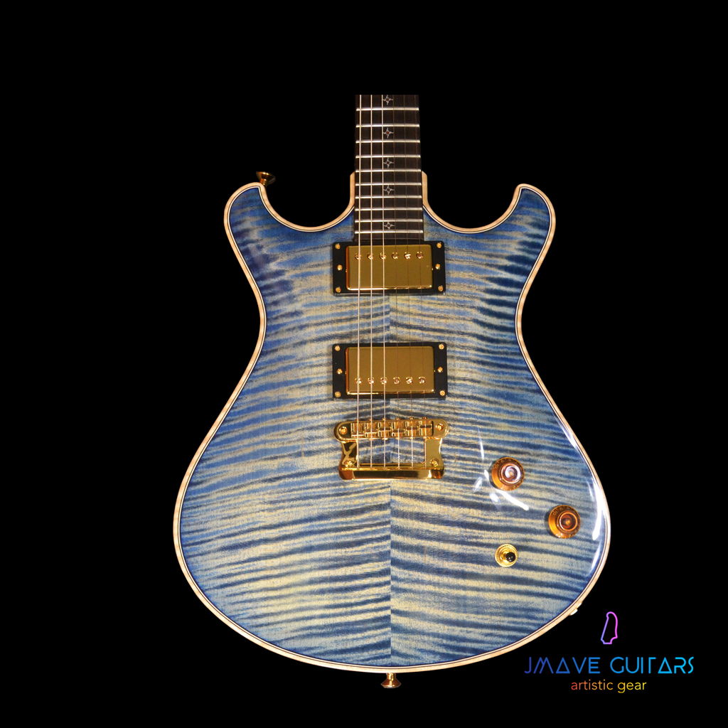Knaggs Keya T2 Blue Marlin with 5A Flame Maple Top (610224832544)