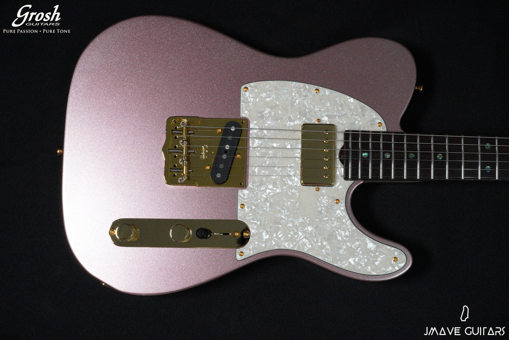 Grosh Guitars NOS Vintage T Champagne Pink Mini-Sparkle (6634661839045)